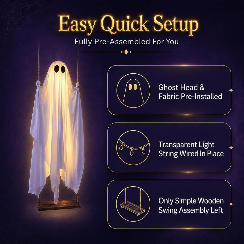 Large 5ft Pre-Assembled Hanging Ghost