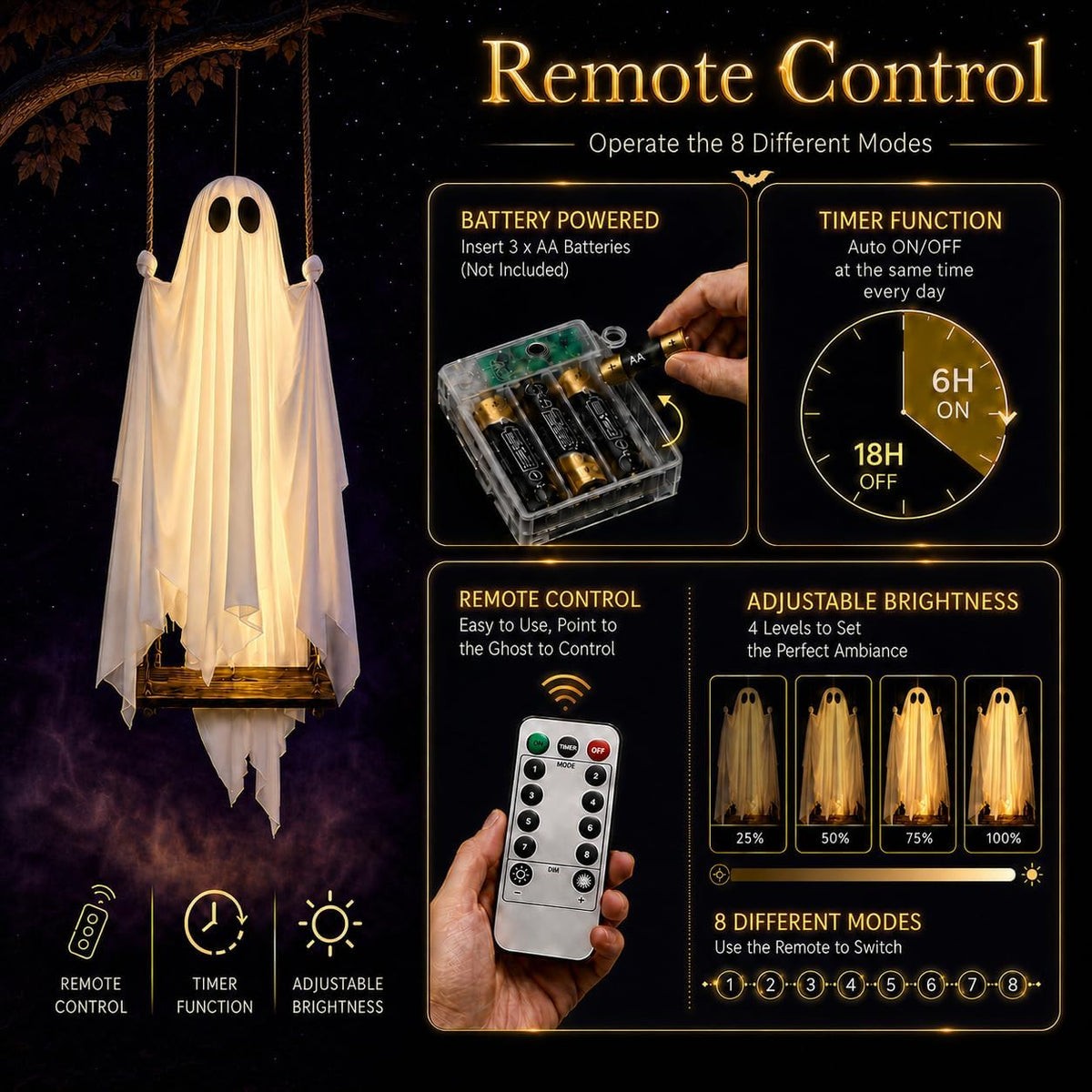 Large 5ft Pre-Assembled Hanging Ghost