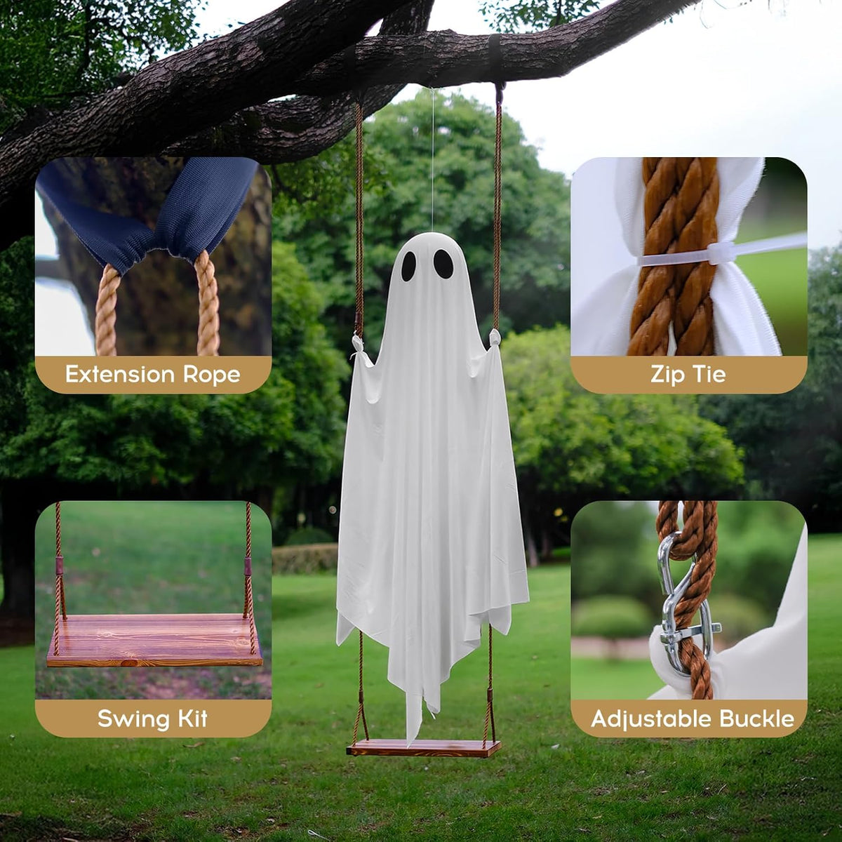 Large 5ft Pre-Assembled Hanging Ghost